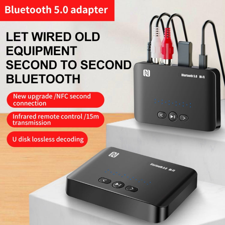 T10 NFC Bluetooth 5.0 Receiver 3.5mm  AUX Port Adapter RCA  Amplifier with Remote Control - Apple Accessories by buy2fix | Online Shopping UK | buy2fix