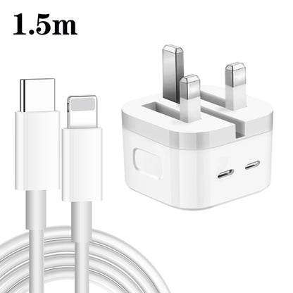 PD 35W Dual USB-C / Type-C Ports Charger with 1.5m Type-C to 8 Pin Data Cable, UK Plug - USB Charger by buy2fix | Online Shopping UK | buy2fix