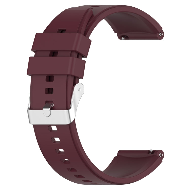 Protruding Head Silicone Strap Silver Buckle For Samsung Galaxy Watch 42mm 20mm(Wine Red) - Smart Wear by buy2fix | Online Shopping UK | buy2fix