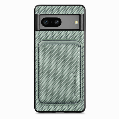 For Google Pixel 7 Carbon Fiber Leather Card Magsafe Phone Case(Green) - Google Cases by buy2fix | Online Shopping UK | buy2fix