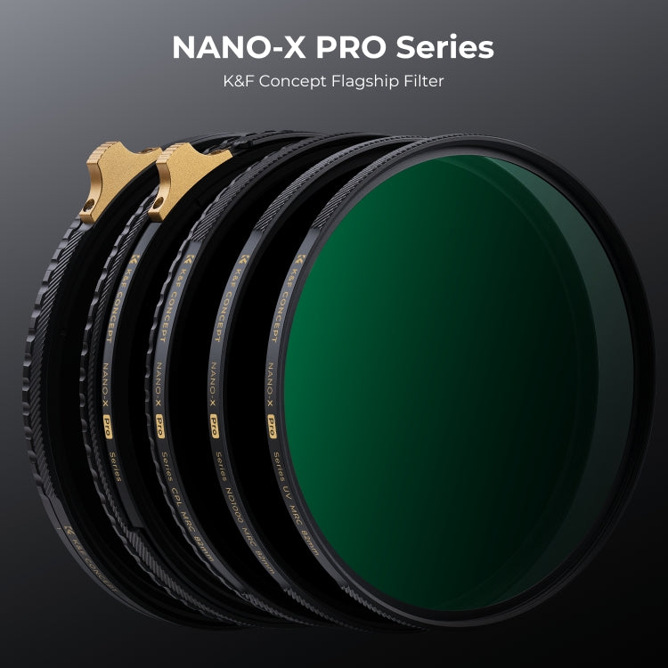 K&F CONCEPT KF01.2003  82mm Nano-X PRO Series ND2-ND32+CPL Filter HD Ultra-Thin Copper Frame 36-Layer Coating Anti-Reflection Green Film - Camera Accessories by K&F | Online Shopping UK | buy2fix