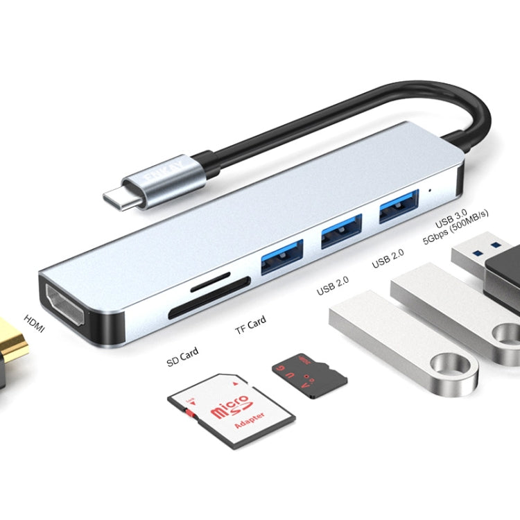 ENKAY Hat-Prince 6 in 1 Type-C to 4K HDMI Docking Station Adapter USB-C Hub SD/TF Card Reader - Computer & Networking by ENKAY | Online Shopping UK | buy2fix