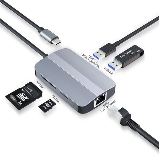 JUNSUNMAY 5 in 1 Type-c to RJ45 Ethernet + SD/TF Card Reader Multifunctional USB-C Hub - Computer & Networking by JUNSUNMAY | Online Shopping UK | buy2fix