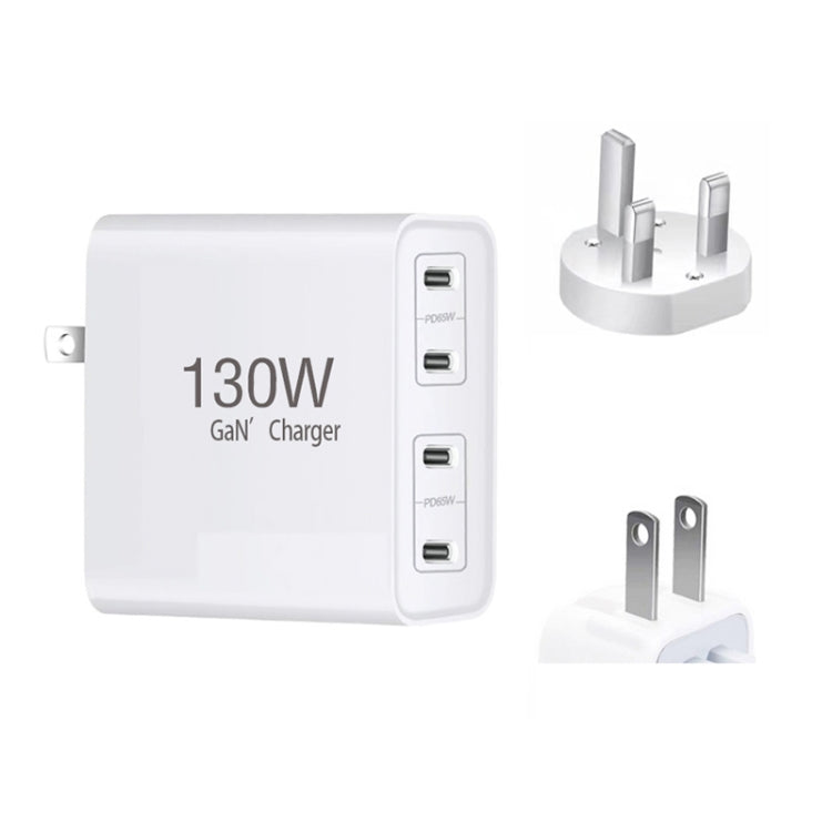 GaN 130W 4-Port USB-C PD65W / PD30W Multi Port Type-C Charger with  1.8m Type-C to MagSafe 1 / L Header Data Cable US / UK Plug - Cable & Adapter by buy2fix | Online Shopping UK | buy2fix