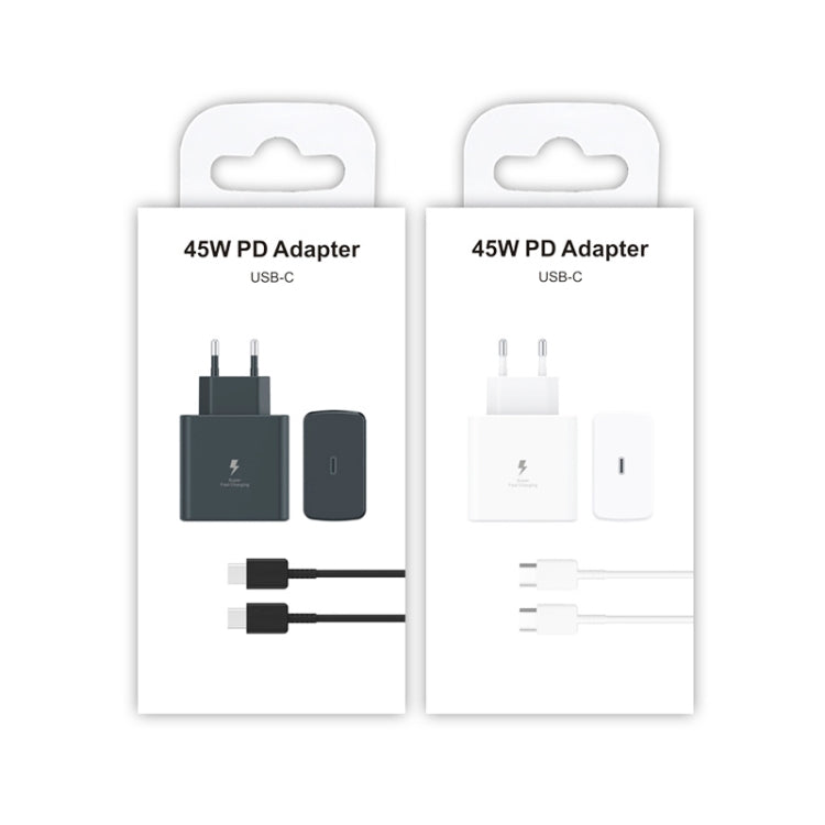 M135 45W USB-C / Type-C Port Fast Charger with 5A Type-C to Type-C Cable, EU Plug(White) -  by buy2fix | Online Shopping UK | buy2fix