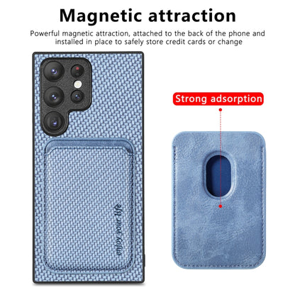 For Samsung Galaxy S22+ 5G Carbon Fiber Leather Card Magsafe Magnetic Phone Case(Blue) - Galaxy S23+ 5G Cases by buy2fix | Online Shopping UK | buy2fix