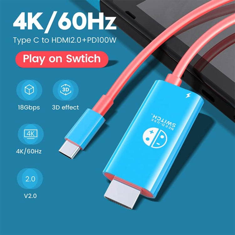 ENKAY ENK-CB136 6.6Ft. Type-C to HDMI Conversion Cable for Switch 4K HD Projection TV - Adapter by ENKAY | Online Shopping UK | buy2fix