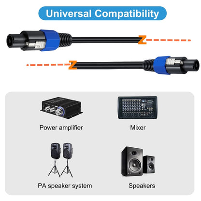 JUNSUNMAY Speakon Male to Speakon Male Audio Speaker Adapter Cable with Snap Lock, Length:6FT - Microphone Audio Cable & Connector by JUNSUNMAY | Online Shopping UK | buy2fix