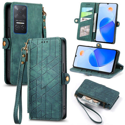 For Honor Play6T Geometric Zipper Wallet Side Buckle Leather Phone Case(Green) - Honor Cases by buy2fix | Online Shopping UK | buy2fix