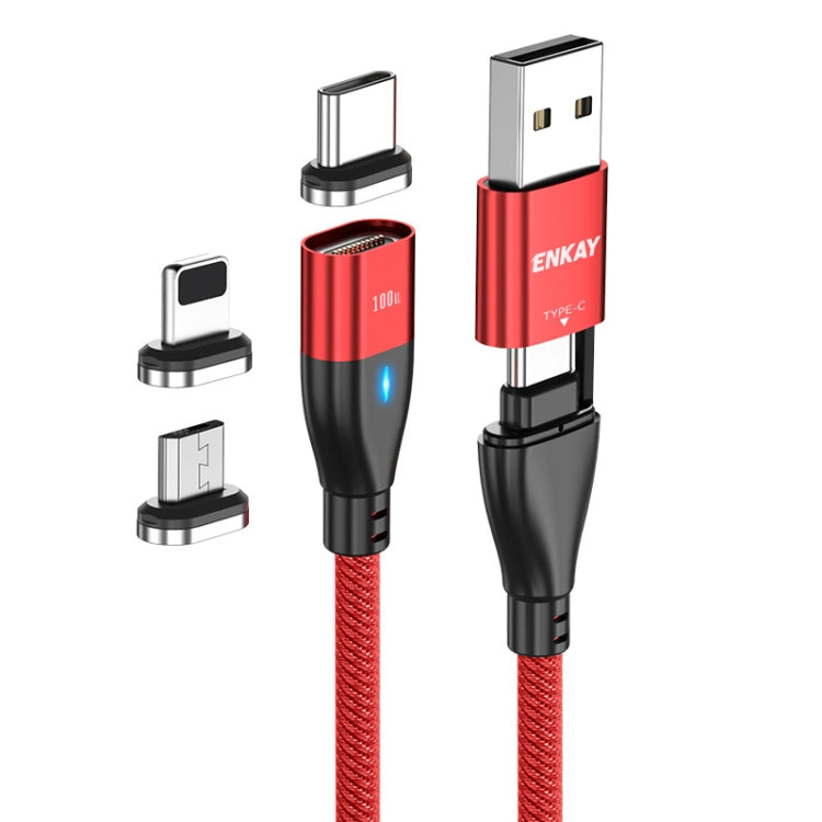 ENKAY 6-in-1 PD100W USB-A / Type-C to Type-C / 8 Pin / Micro USB Magnetic Fast Charging Cable, Cable Length:2m(Red) - Charging Cable & Head by ENKAY | Online Shopping UK | buy2fix