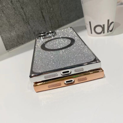 For iPhone 12 Square Gradient Magsafe Electroplating TPU Phone Case(Green) - iPhone 12 / 12 Pro Cases by buy2fix | Online Shopping UK | buy2fix