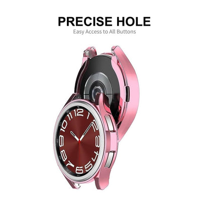 For Samsung Galaxy Watch6 Classic 47mm ENKAY Hat-Prince Electroplated Soft TPU Case + 0.2mm 9H Glass Screen Protector(Rose Gold) - Watch Cases by ENKAY | Online Shopping UK | buy2fix