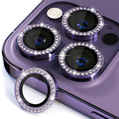 For iPhone 14 Pro / 14 Pro Max ENKAY AR Anti-reflection Individual Diamond Ring Camera Lens Glass Full Film(Deep Purple) - iPhone 14 Pro Tempered Glass by ENKAY | Online Shopping UK | buy2fix