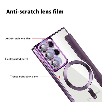 For Samsung Galaxy S22 Ultra 5G MagSafe Magnetic RFID Anti-theft Leather Phone Case(Purple) - Galaxy S22 Ultra 5G Cases by buy2fix | Online Shopping UK | buy2fix