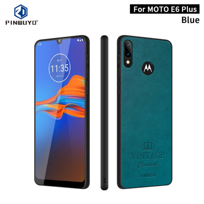 For MOTO E6 plus PINWUYO Pin Rui Series Classical Leather, PC + TPU + PU Leather Waterproof And Anti-fall All-inclusive Protective Shell(Blue) - Motorola Cases by PINWUYO | Online Shopping UK | buy2fix