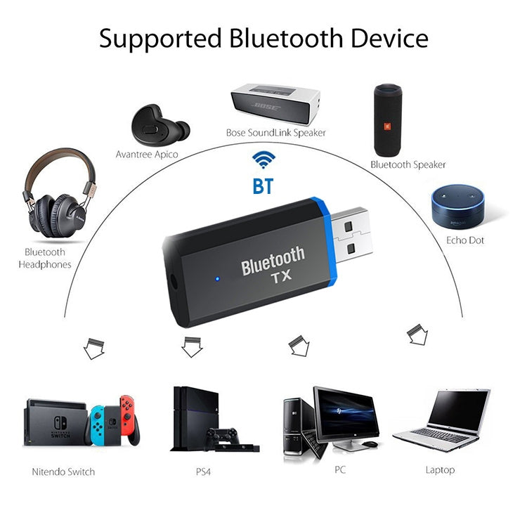 TX3 Bluetooth USB5.0 Bluetooth Audio Transfer Transmitter - Audio Receiver Transmitter by buy2fix | Online Shopping UK | buy2fix