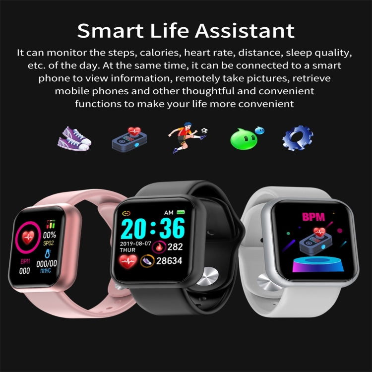 D20 1.3inch IPS Color Screen Smart Watch IP67 Waterproof,Support Call Reminder /Heart Rate Monitoring/Blood Pressure Monitoring/Sedentary Reminder(Pink) - Smart Wear by buy2fix | Online Shopping UK | buy2fix