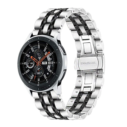 22mm For Huawei Watch GT2e GT2 46mm Seven Stainless Steel Watch Band(Silver black) - Smart Wear by buy2fix | Online Shopping UK | buy2fix