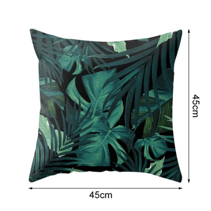 Tropical Plants Pillow Case Polyester Decorative Pillowcases Green Leaves Throw Pillow Cover Square 45CM x45CM(37) - Cushions & Pillows by buy2fix | Online Shopping UK | buy2fix