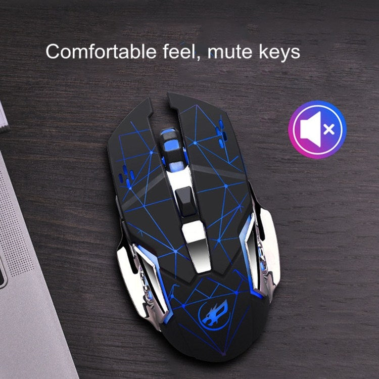 WARWOLF  Q8 Wireless Rechargeable Mouse Glowing Gaming Mouse(Silver) - Wireless Mice by buy2fix | Online Shopping UK | buy2fix