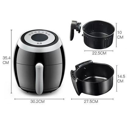 Automatic Electric Fryer  Smokeless Multifunctional Grill Household Intelligent Touch Screen Air Fried Pot 110V(Black) - Home & Garden by buy2fix | Online Shopping UK | buy2fix