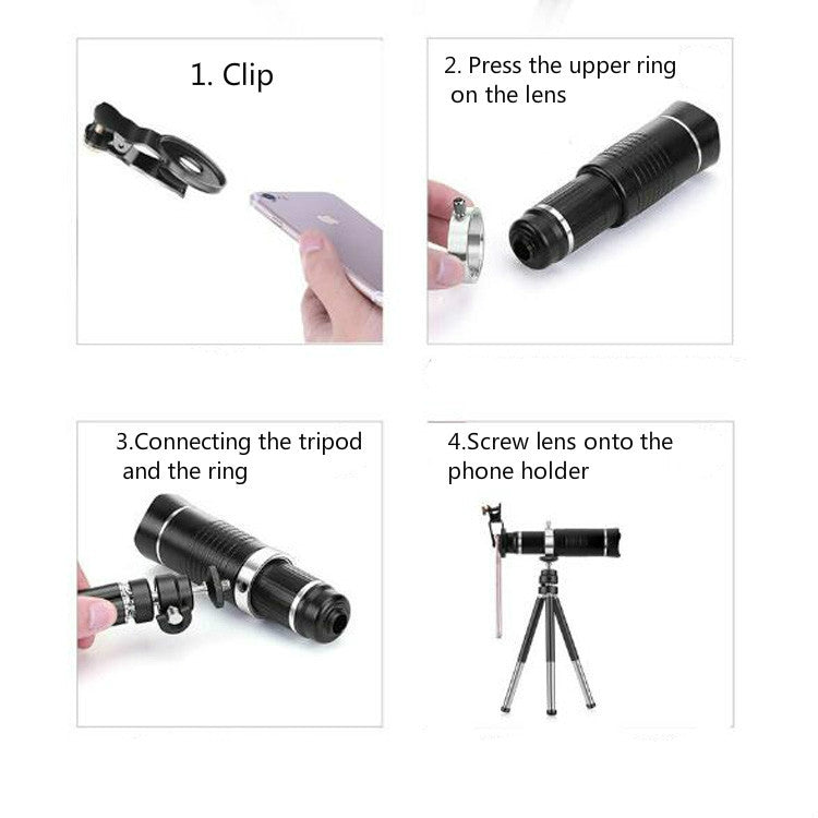 Universal 20 Times Mobile Phone Telephoto Lens Monocular Live Broadcast HD 4K No Vignetting Lens - Other Telescopes by Bolanke | Online Shopping UK | buy2fix