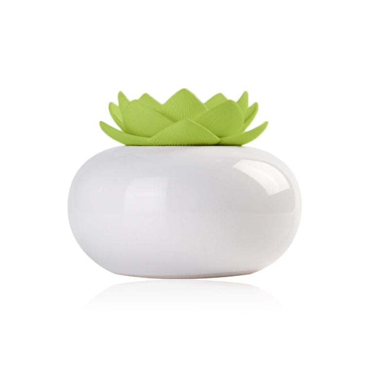 Lotus Ceramic Nano Spray Hydrating Aroma Humidifier Air Purifier(Green Flower + White Body Ceramic) - Home & Garden by buy2fix | Online Shopping UK | buy2fix