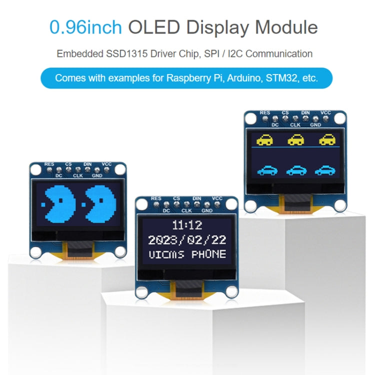 Waveshare 0.96 inch OLED Display Module, 128×64 Resolution, SPI / I2C Communication(D White) - Consumer Electronics by Waveshare | Online Shopping UK | buy2fix