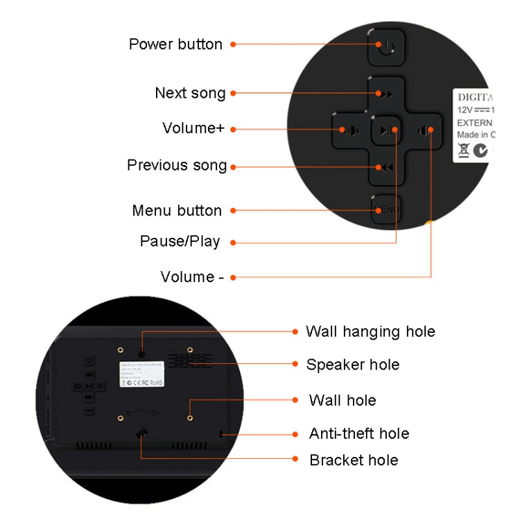 DPF-1201 12 inch 1280x800 Resolution Wall Mounted Advertising Machine LCD Electronic Photo Frame, Plug:UK Plug(Black) - Consumer Electronics by buy2fix | Online Shopping UK | buy2fix