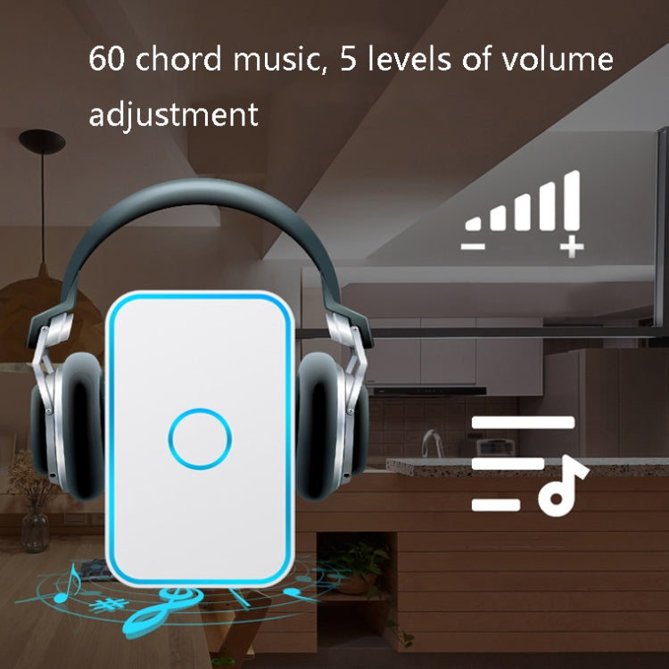 CACAZI A78 Long-Distance Wireless Doorbell Intelligent Remote Control Electronic Doorbell, Style:UK Plug(Bright White) - Security by CACAZI | Online Shopping UK | buy2fix