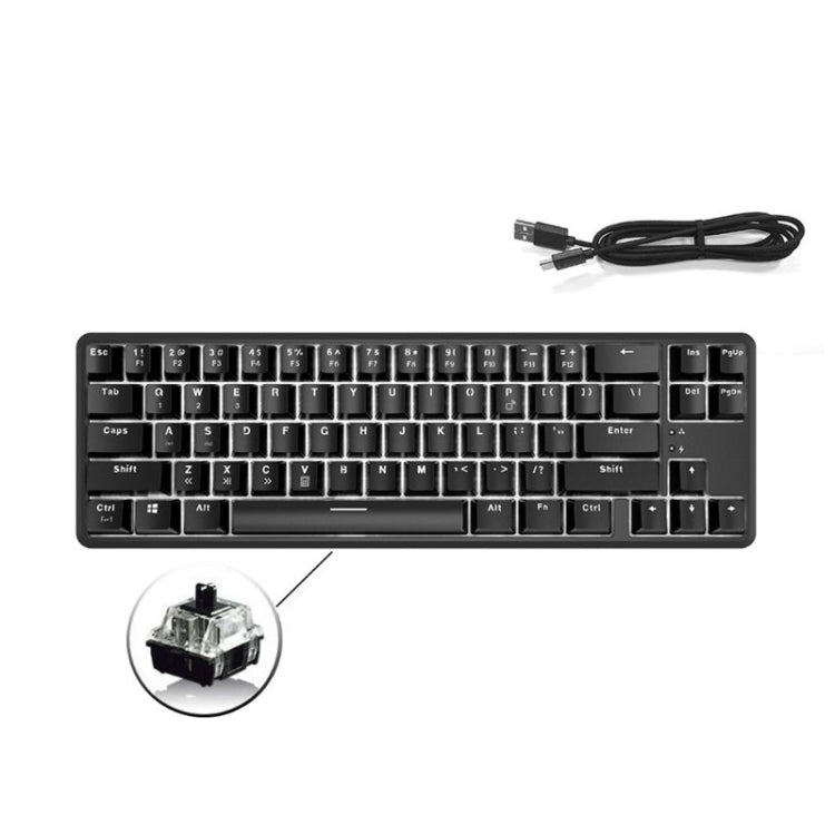 Ajazz K680T Mini USB Wired Dual-mode Charging 68-keys Laptop Bluetooth Mechanical Keyboard, Cable Length: 1.6m, Style:Black Shaft(Black) - Wired Keyboard by Ajazz | Online Shopping UK | buy2fix