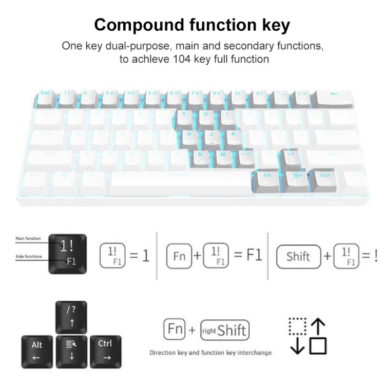 RK61 61 Keys Bluetooth / 2.4G Wireless / USB Wired Three Modes Tablet Mobile Gaming Mechanical Keyboard, Cable Length: 1.5m, Style:Tea Shaft(Black) -  by buy2fix | Online Shopping UK | buy2fix