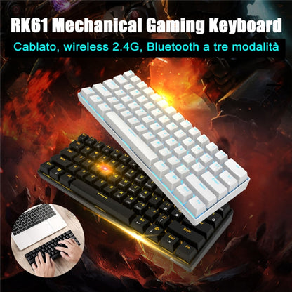 RK61 61 Keys Bluetooth / 2.4G Wireless / USB Wired Three Modes Tablet Mobile Gaming Mechanical Keyboard, Cable Length: 1.5m, Style:Tea Shaft(Black) -  by buy2fix | Online Shopping UK | buy2fix