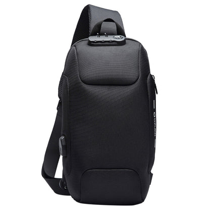 OZUKO 9223 Anti-theft Men Chest Bag Waterproof Crossbody Bag with External USB Charging Port, Style:Large Size(Black) - Outdoor & Sports by Ozuko | Online Shopping UK | buy2fix