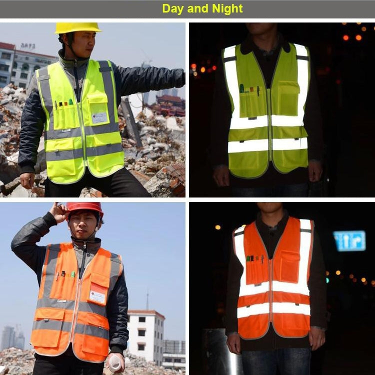 Multi-pockets Safety Vest Reflective Workwear Clothing, Size:XXL-Chest 130cm(Orange) - Reflective Safety Clothing by buy2fix | Online Shopping UK | buy2fix