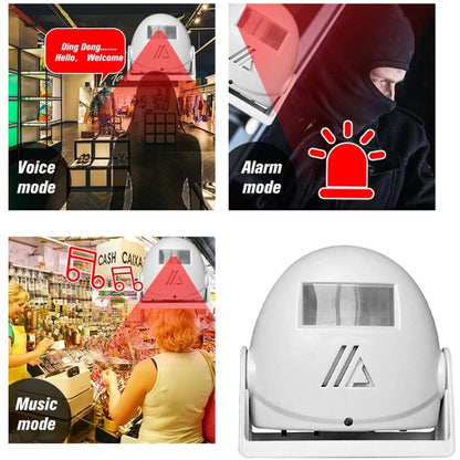 Wireless Intelligent Doorbell Infrared Motion Sensor Voice Prompter Warning Door Bell Alarm(Black) - Security by buy2fix | Online Shopping UK | buy2fix