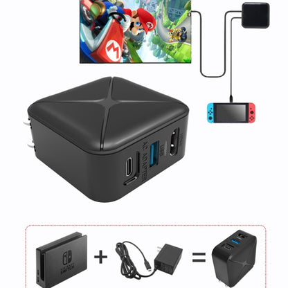 Multi-Function Projection And Charging AC Adapter Base Support Android/PC/Lite For Switch, Specifications:Black+UK Plug - Toys & Hobbies by buy2fix | Online Shopping UK | buy2fix