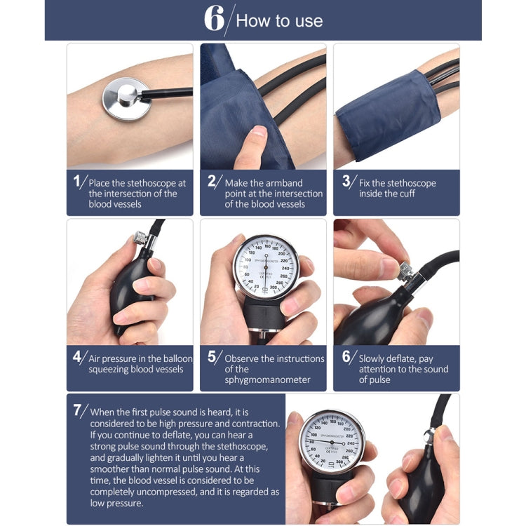 Manual Blood Pressure Watch With Stethoscope Double Tube Double Head Old Sphygmomanometer Arm Type Sphygmomanometer - Sphygmomanometer by buy2fix | Online Shopping UK | buy2fix