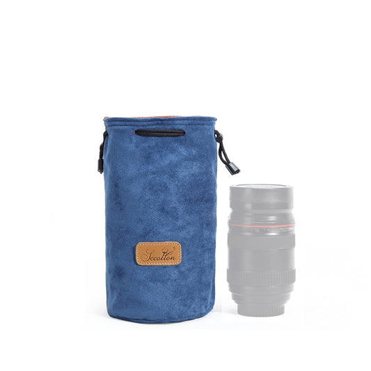 S.C.COTTON Liner Shockproof Digital Protection Portable SLR Lens Bag Micro Single Camera Bag Round Blue M - Lens Bag by S.C.COTTON | Online Shopping UK | buy2fix