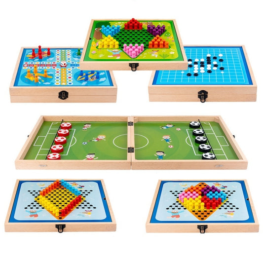 6 In 1 Beech Multi-Function Game Chess Two-Person Battle Parent-Child Interaction Ejection Chess - Table Games by buy2fix | Online Shopping UK | buy2fix