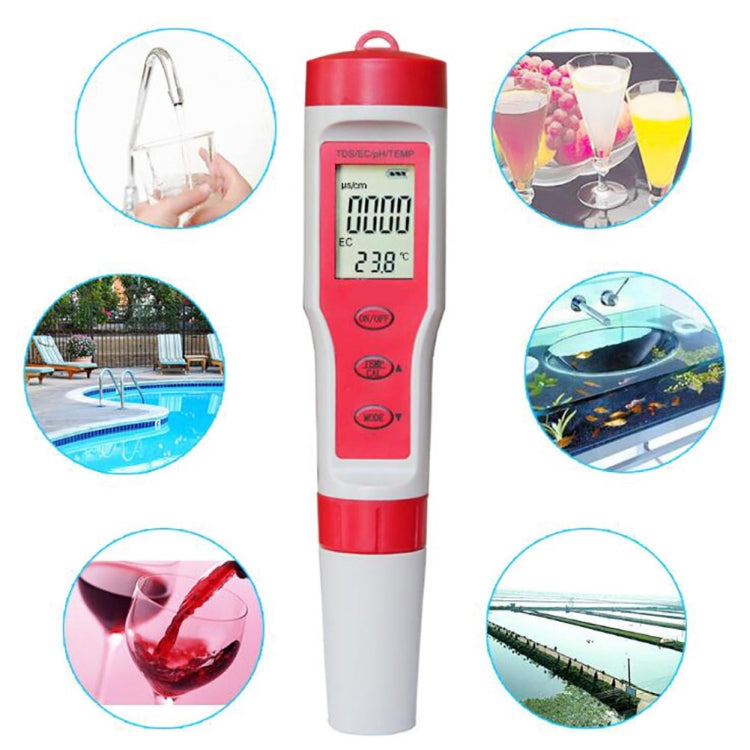 4-in-1 Portable PH/TDS/EC/TEMP Test Pen Multi-Function Water Quality Tester - Consumer Electronics by buy2fix | Online Shopping UK | buy2fix