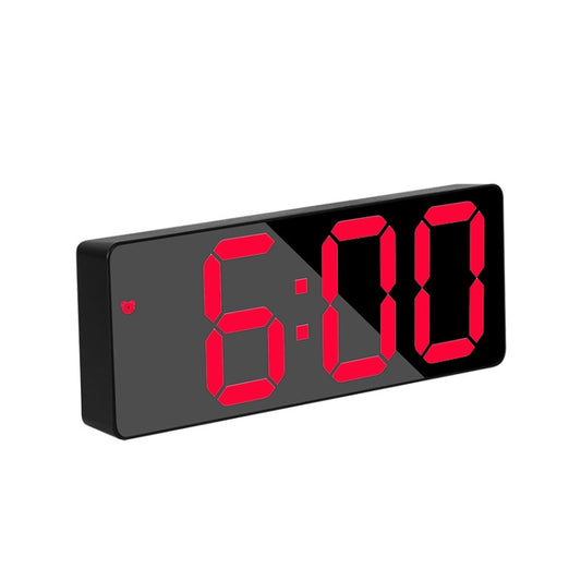 Mirror Bedside Alarm Clock Battery Plug-In Dual-Purpose LED Clock, Colour: Rectangle Black Shell (Black Surface Red light) - Home & Garden by buy2fix | Online Shopping UK | buy2fix