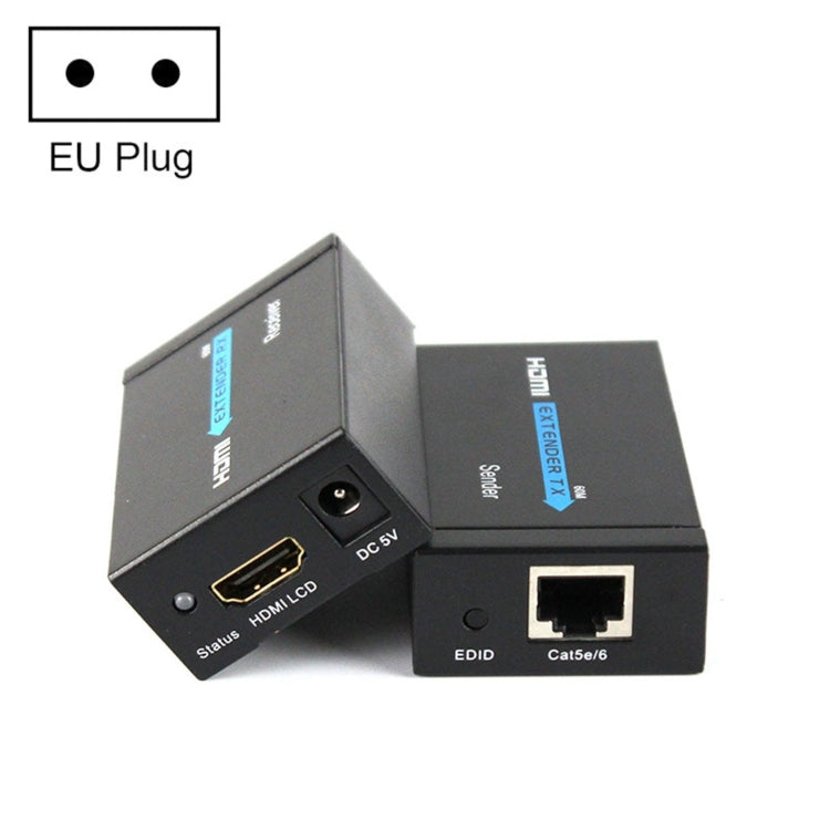 HDY-60 HDMI to RJ45 60m Extender Single Network Cable to For HDMI Signal Amplifier(EU Plug) - Amplifier by buy2fix | Online Shopping UK | buy2fix