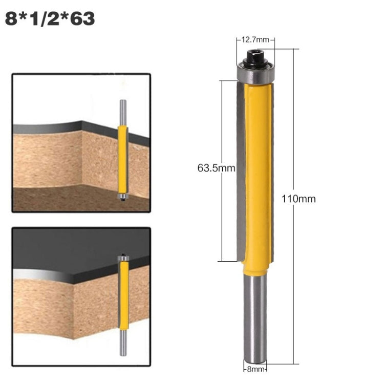 8-Handle Extended Trimming Cutter With Bearing Woodworking Line Milling Cutter, Specification: 8x1/2x63.5mm - Others by buy2fix | Online Shopping UK | buy2fix