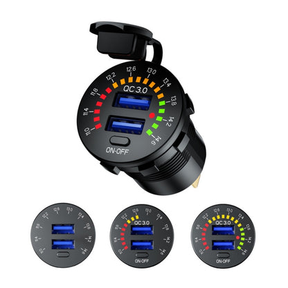 Car Motorcycle Ship Modified With Colorful Screen Display USB Dual QC3.0 Fast Charge Car Charger, Model: P20-C With Terminal - In Car by buy2fix | Online Shopping UK | buy2fix