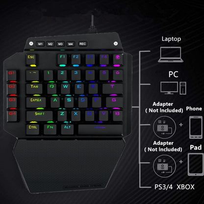 K700 44 Keys RGB Luminous Switchable Axis Gaming One-Handed Keyboard, Cable Length: 1m(Tea Shaft) - Wired Keyboard by buy2fix | Online Shopping UK | buy2fix