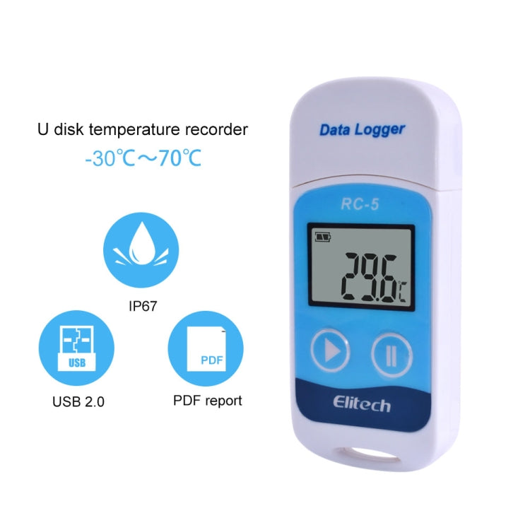 TTE35065 Digital USB Temperature Data Logger for Warehouse Storage, Refrigerated, Cold Storage and Laboratory - Home & Garden by buy2fix | Online Shopping UK | buy2fix