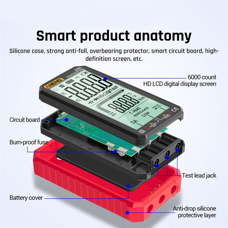 ANENG 620A Full Screen Smart Digital Multimeter(Black) - Consumer Electronics by ANENG | Online Shopping UK | buy2fix