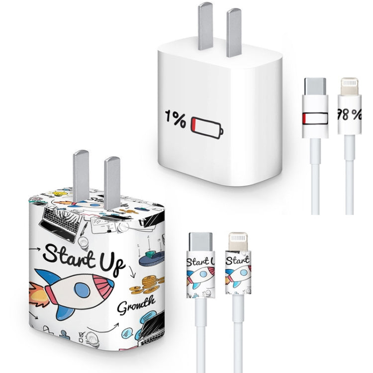 4 Sets PVC Creative Stickers For 18W/20W US Plug Charger & Type-C to 8 Pin Data Cable(059) - iPhone Stickers by buy2fix | Online Shopping UK | buy2fix