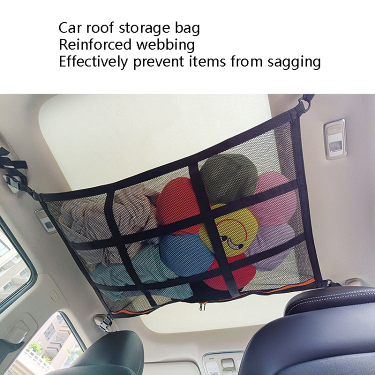 Adjustable Hanging Car Inside Roof Luggage Clothing Storage Net Bag Car Storage Network Pocket, Size: 90x65cm(Double Zipper+Webbing (Black+Green)) - In Car by buy2fix | Online Shopping UK | buy2fix